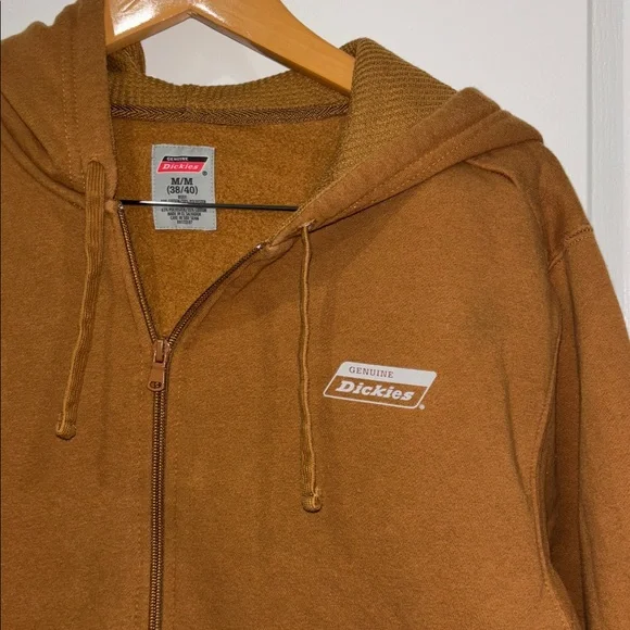 Genuine DICKIES  zippered HOODIE  SWEATSHIRT Sz Mens medium Brown grunge work - Picture 3 of 6